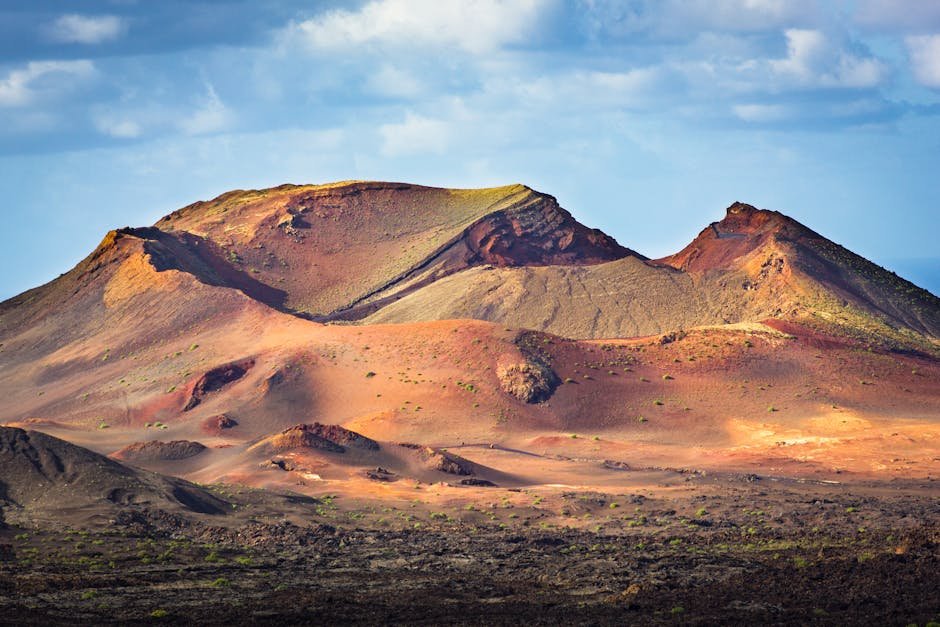 Stunning view of volcanic terrain in Timanfaya National Park, Spain.