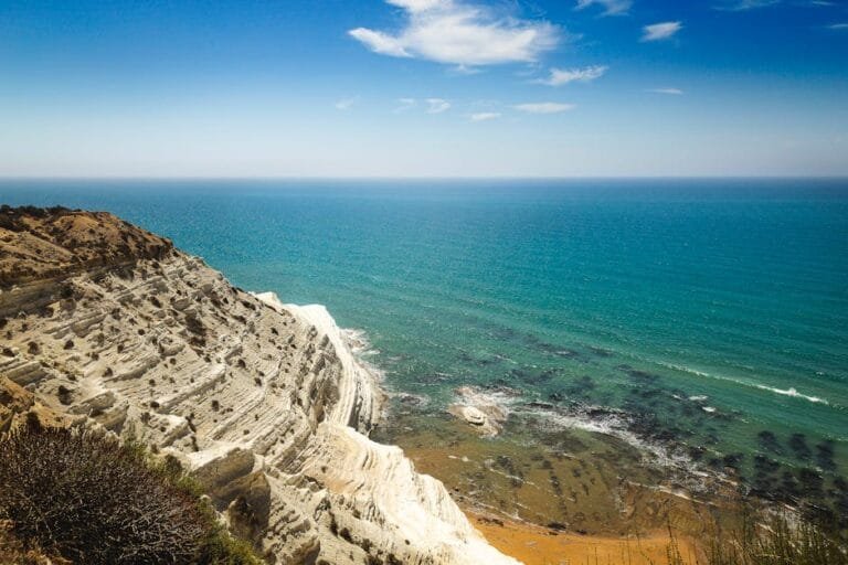 Stunning aerial view of a rocky coastal cliff