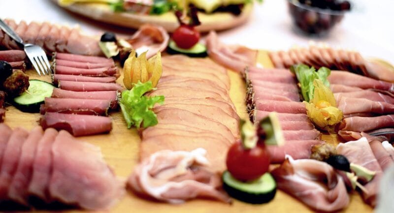 ham, flesh, sausage, sausage platter, ham platter, food, buffet, gastronomy, enjoyment, nourishment, yummy, gourmet, snack, fresh, plate, bread time, meal, hunger, ham, ham, ham, buffet, buffet, buffet, buffet, buffet