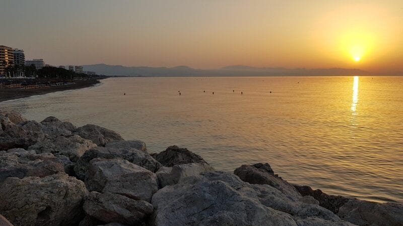 beach, sunset, nature, outdoors, paradise, destination, sea, ocean, torremolinos, malaga
