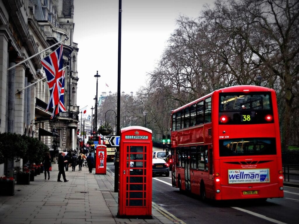 london, street, telephone