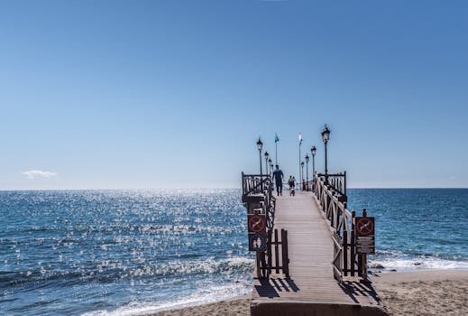 Relaxing view from a pier in Marbella, perfect for leisure and travel inspiration.