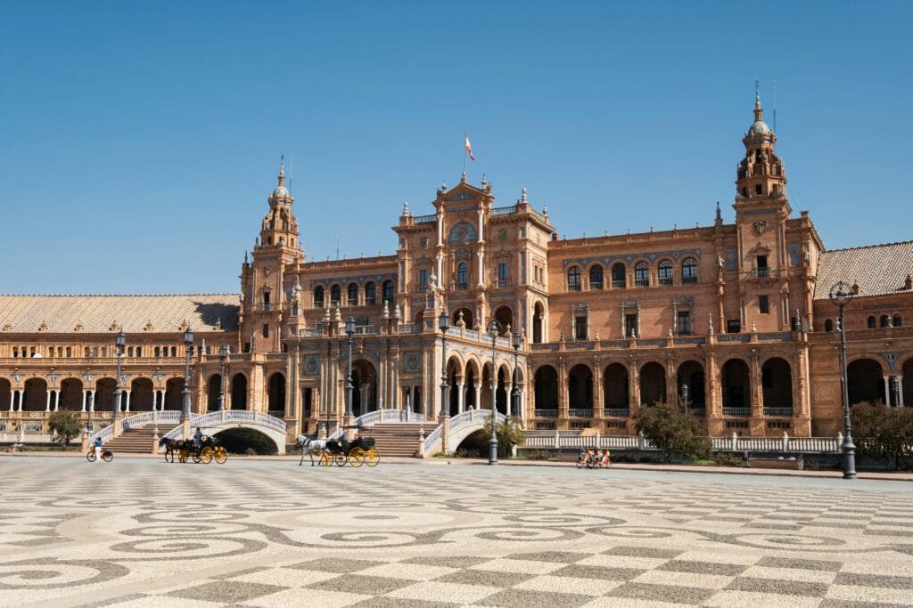 Plaza de Espana, Seville, Spain view during a sunny day tourism sight